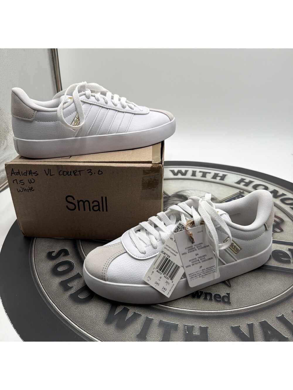 Adidas VL Court 3.0 Sneakers White Grey size 7.5 New No Box